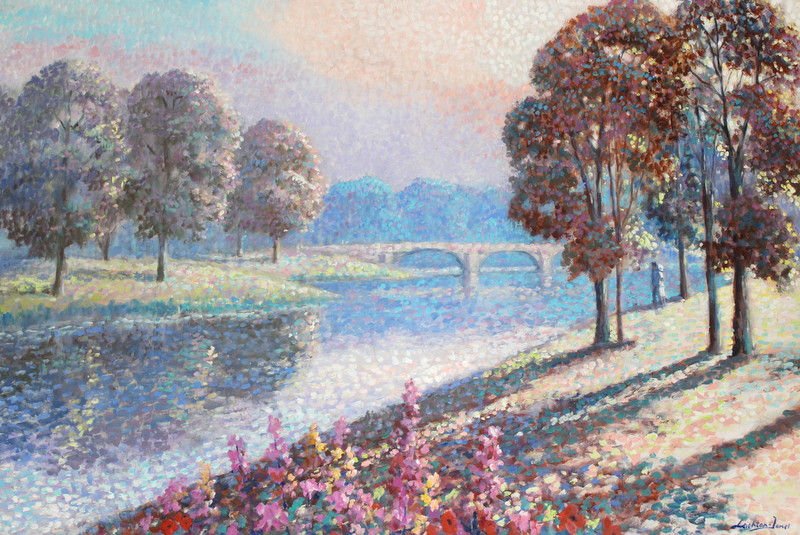 Barry Leighton Jones Acrylic on Canvas: Barry Leighton Jones Acrylic on Canvas, massive landscape. Measures - 48 1/8" high x 72" wide + 1/2" frame.