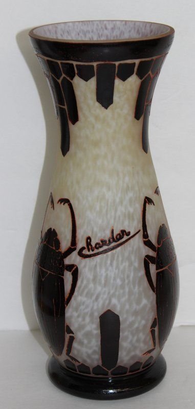 Signed Charder Art Glass Vase: Signed Charder Art Glass Vase. Measures - 11 3/4" high.