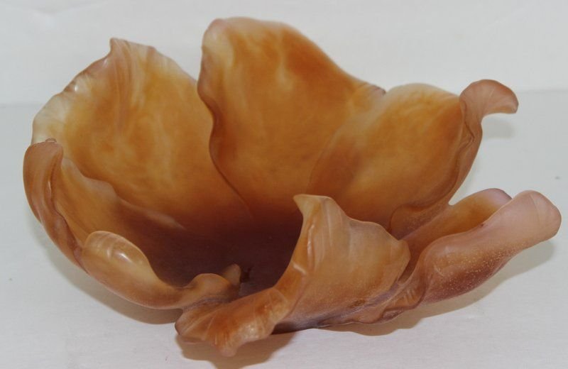 Daum Amber Tulip Bowl: Daum Amber Tulip Bowl, Daum Pate De Verre, tulip bowl, current retail - $2,500. Measures - 4 1/4" high x 12" diameter.