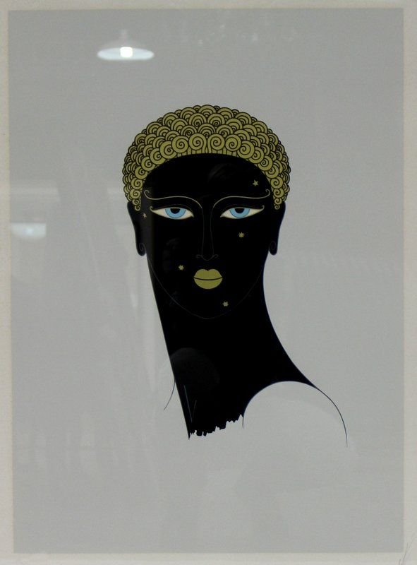 Erte 'Queen of Sheba' Serigraph: Erte 'Queen of Sheba' Serigraph, slight mat burn. Measures - 24 1/4" high x 18" wide + 4 1/2" frame.