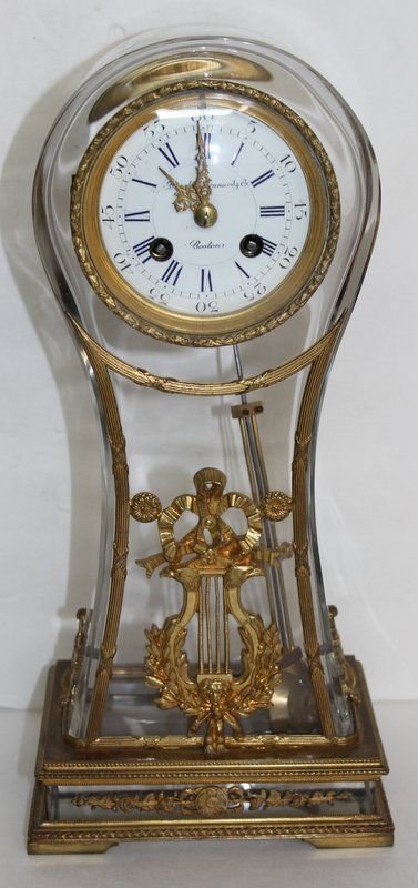 Impressive French Bronze Mounted Crystal Clock: Impressive French Bronze Mounted Crystal Clock. Measures - 15" high x 6 3/4" wide.