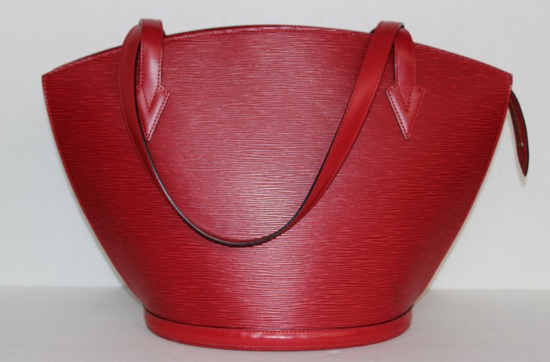 Louis Vuitton Red Epi Leather St. Jacques Handbag: Louis Vuitton Red Epi Leather St. Jacques Handbag, pristine condition. Measures - 22" high x 18" wide.