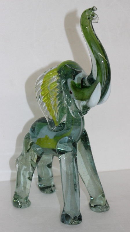 Murano Art Glass Elephant Figure: Murano Art Glass Elephant Figure. Measures - 11 1/4" high.