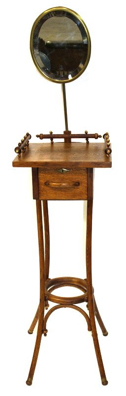 American Oak Vanity & Wash Stand: American Oak Vanity & Wash Stand. Measures - 58 1/4" high x 14 1/8" wide.