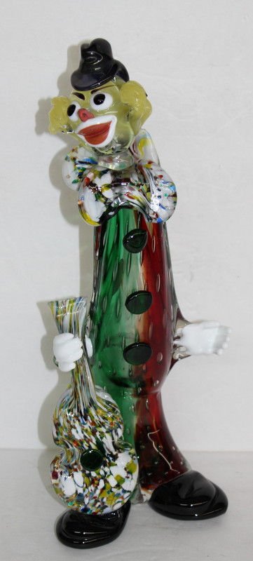 Murano Art Glass Clown Figure: Murano Art Glass Clown Figure. Measures - 14" high.