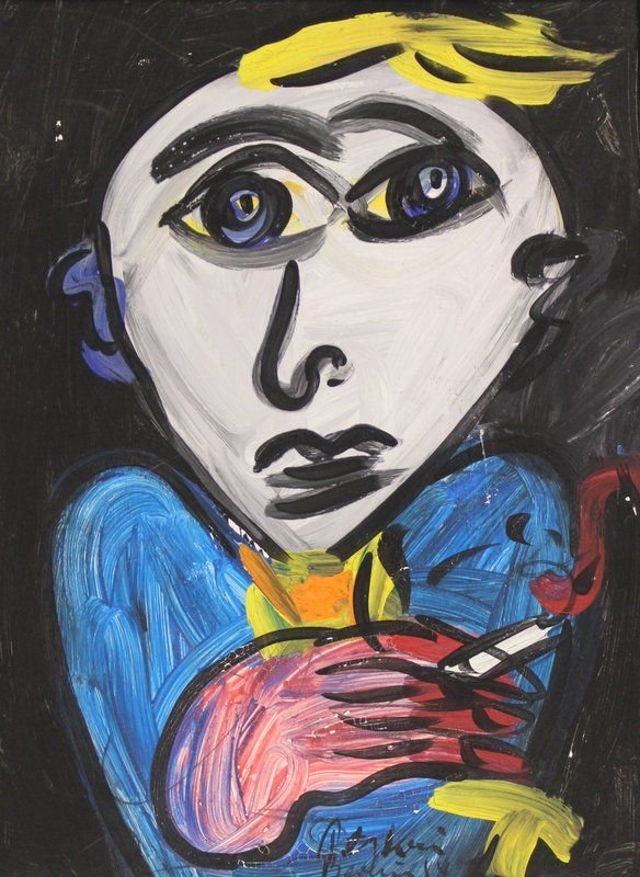 Peter Robert Keil (American/German) (1942) Acrylic: Peter Robert Keil (American/German) (1942) Acrylic. Measures - 34 1/2" high x 26" wide + 1 5/8" frame.
