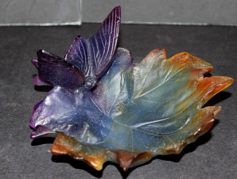 Daum Pate de Verre Grand Papillon: Daum Pate de Verre Grand Papillon. Measures - 7" long. Original box and papers.