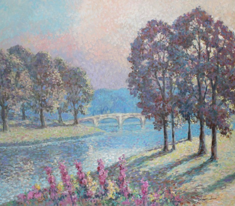 Barry Leighton Jones Acrylic on Canvas: Barry Leighton Jones Acrylic on Canvas. Depicting a landscape. Signed lower right. Measures - 61 3/4" high x 70 1/8" wide.