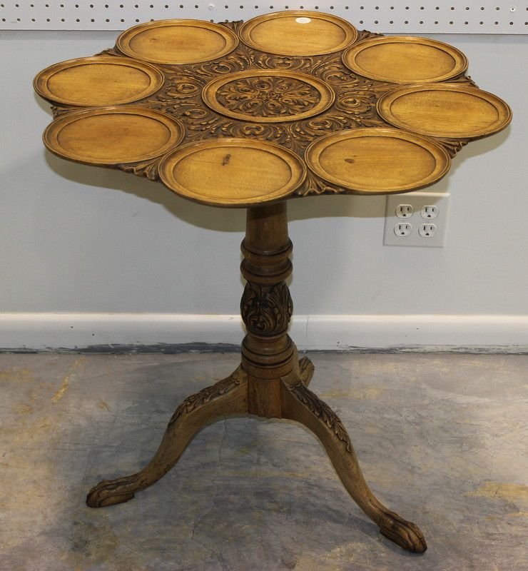 Georgian Tilt Top Supper Table: Georgian Tilt Top Supper Table, stripped and rebuilt. Measures - 28 1/4" high x 28" wide.