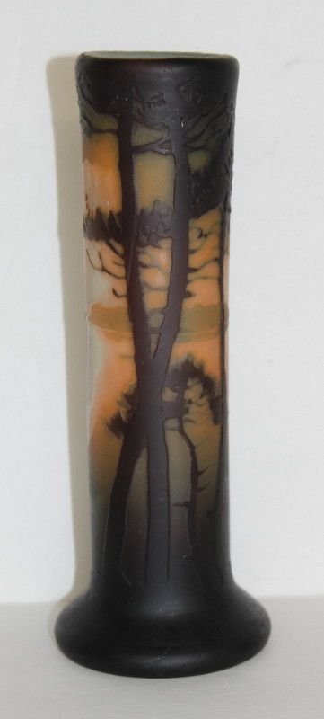 Muller Freres French Cameo Glass Vase: Muller Freres French Cameo Glass Vase. Measures - 7 3/4" high x 3" diameter.