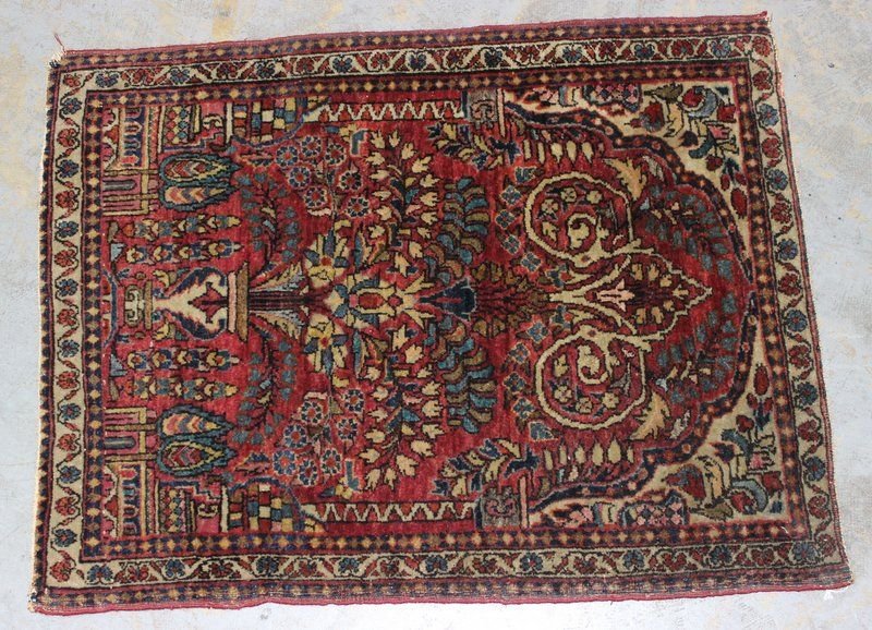 Hand Woven Prayer Rug: Hand Woven Prayer Rug. Measures - 30" long x 23" wide.