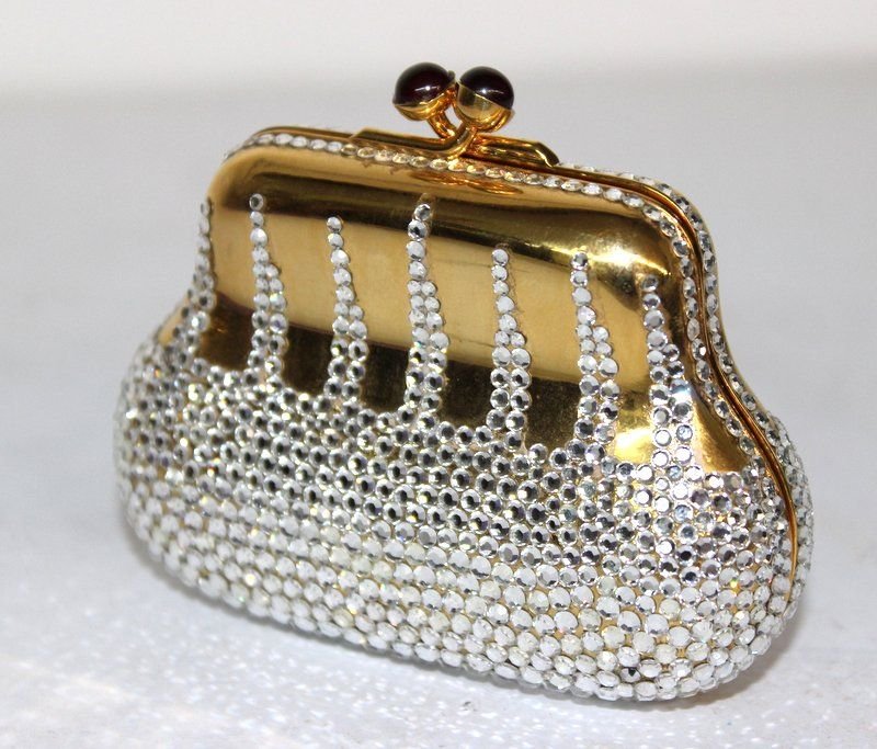 Judith Leiber Swarovski Crystal Clutch Purse: Judith Leiber Swarovski Crystal Clutch Purse. Measures - 3 1/2" long.