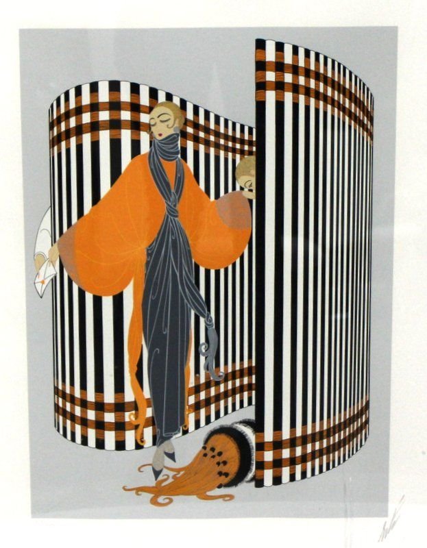 Erte "Coquette" Limited Edition Lithograph: Erte "Coquette" Limited Edition Lithograph. Numbered 205/300. Measures - 18" high x 13" wide, + 5 1/2" frame. Retail - $4,650.00.