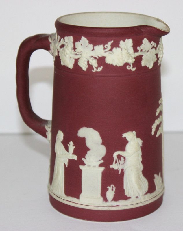 Wedgwood Rare Crimson Burgundy Jasperware Creamer: Wedgwood Rare Crimson Burgundy Jasperware Creamer. Measures - 4 1/2" high.
