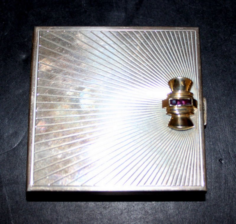 Tiffany & Co. "Back to Glamour" Sterling & 18Kt YG w/: Tiffany & Co. "Back to Glamour" Sterling & 18Kt YG w/ Ruby Compact. Weight - 129.1 grams.