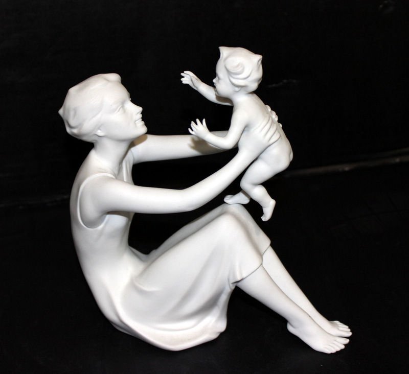 Kaiser German Bisque Group of Mother & Child: Kaiser German Bisque Group of Mother & Child. Measures - 8 1/2" high.