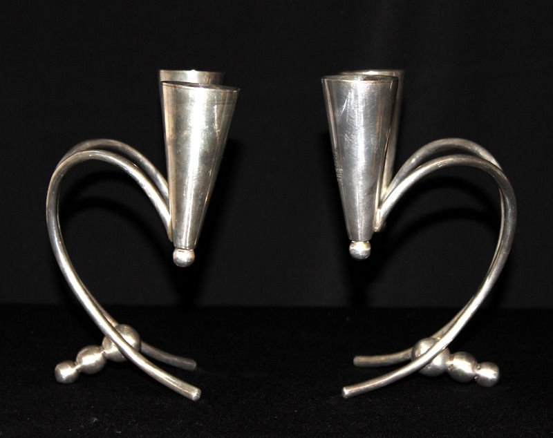 Pair of Mid-Century Modernist Sterling Candlesticks (1 of 5)