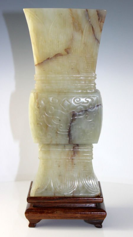 Chinese Grey-Green Nephrite Jade Archaic Form Vessel (1 of 5)