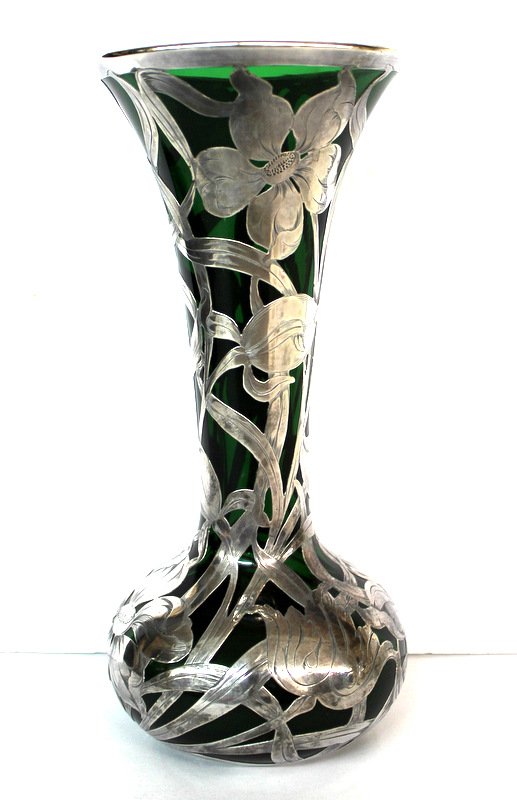 Sterling Silver Overlay Crystal Vase (1 of 4)