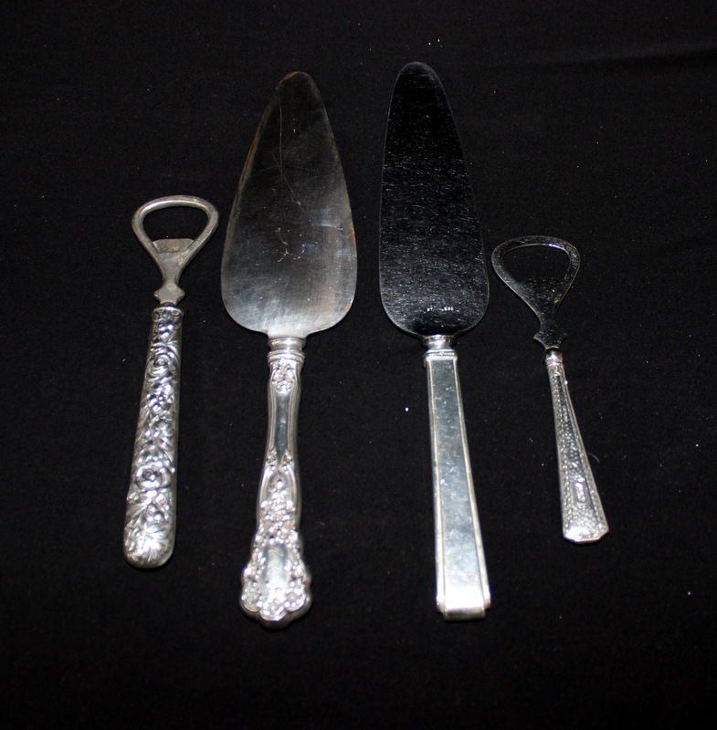 4 Pc. Misc. Sterling Pie Servers & Bottle Openers (1 of 2)