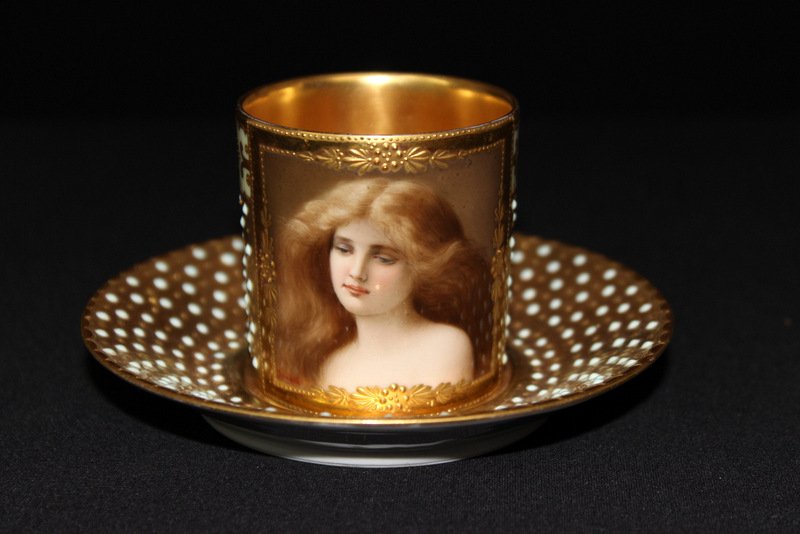Rare Antique Vienna Style Porcelain Cup & Saucer (1 of 7)