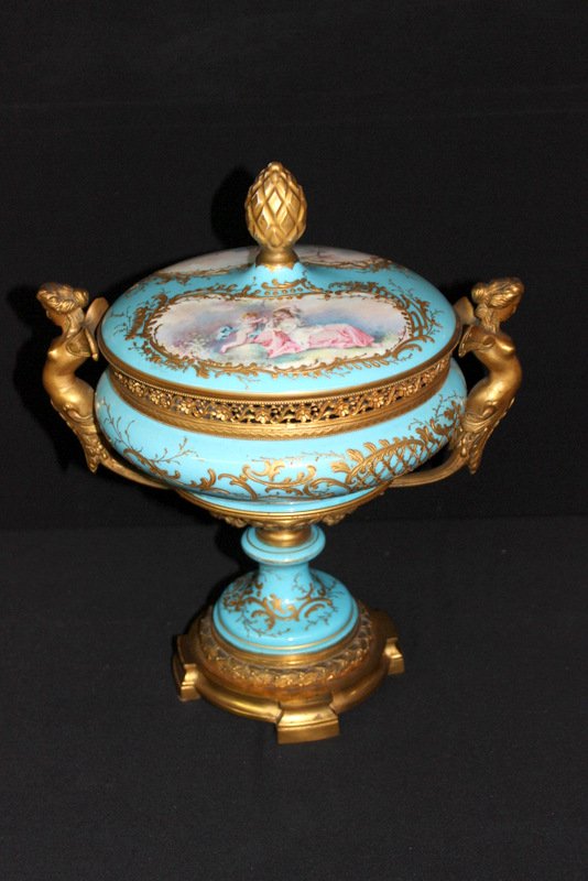 Mid 19th C. Sevres Dore Bronze Cache Pot, Signed C. (1 of 9)