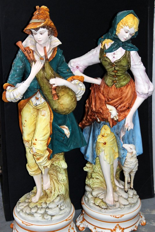 Pair of Porcelain Figures of Italian Man & Woman (1 of 4)