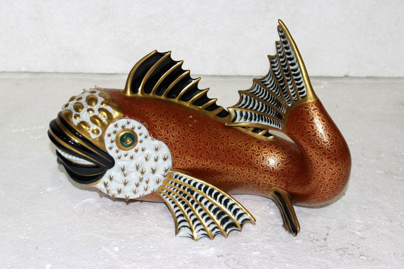 Italian Gilt Painted Porcelain Fish (1 of 1)