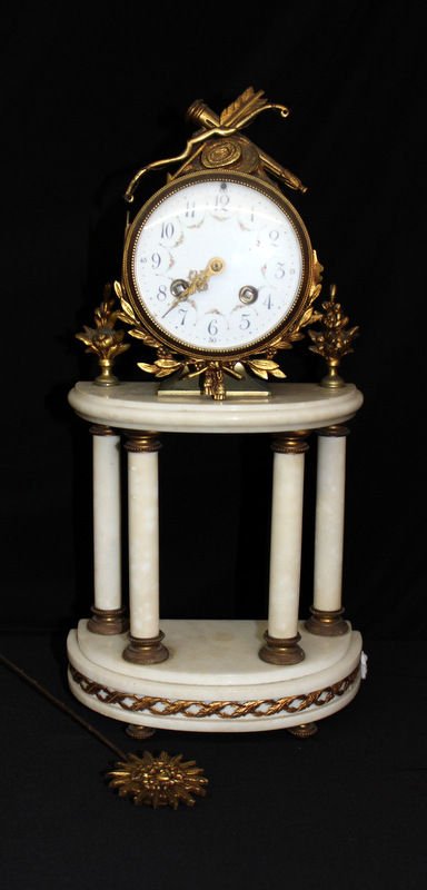 Antique French Louis XV Style Bronze & Marble Mantle (1 of 8)