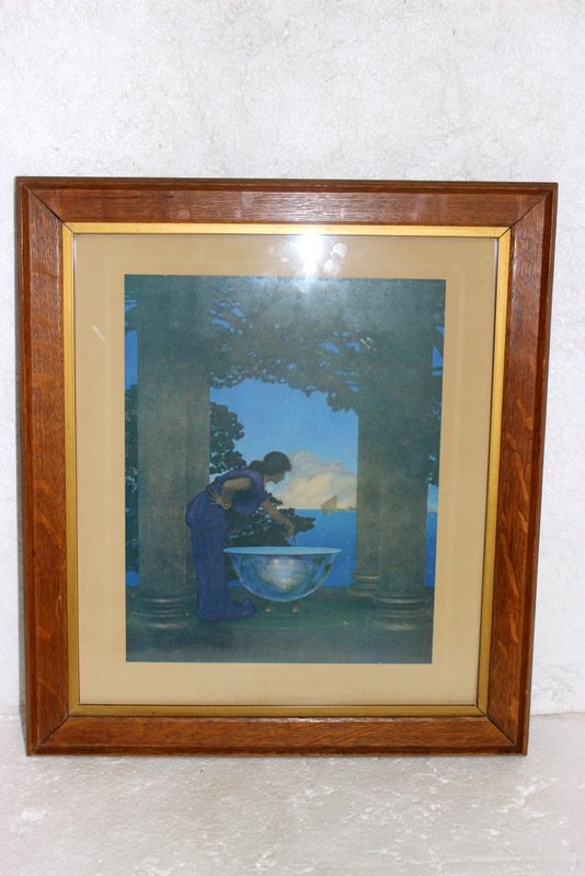 Maxfield Parrish "Circe's Palace" Print: Maxfield Parrish "Circe's Palace" Print. Measures - 11" high x 9" wide, 3" frame.