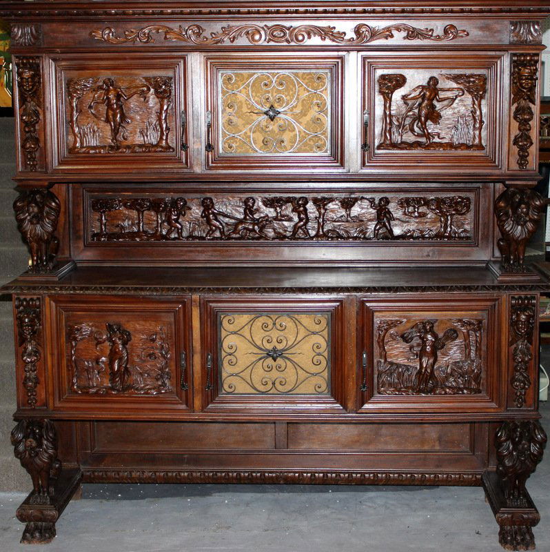 Antique Carved Italian Walnut Reneissance Sideboard (1 of 5)