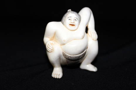 Antique Japanese Carved Ivory Sumo Wrestler: Antique Japanese Carved Ivory Sumo Wrestler. Measures - 2" high x 1 3/4" wide.