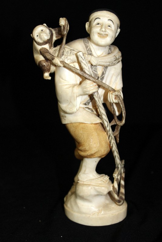 Japanese Carved Polychrome Ivory Group (1 of 6)