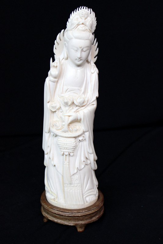 Chinese Carved Ivory Figure of Woman (1 of 4)