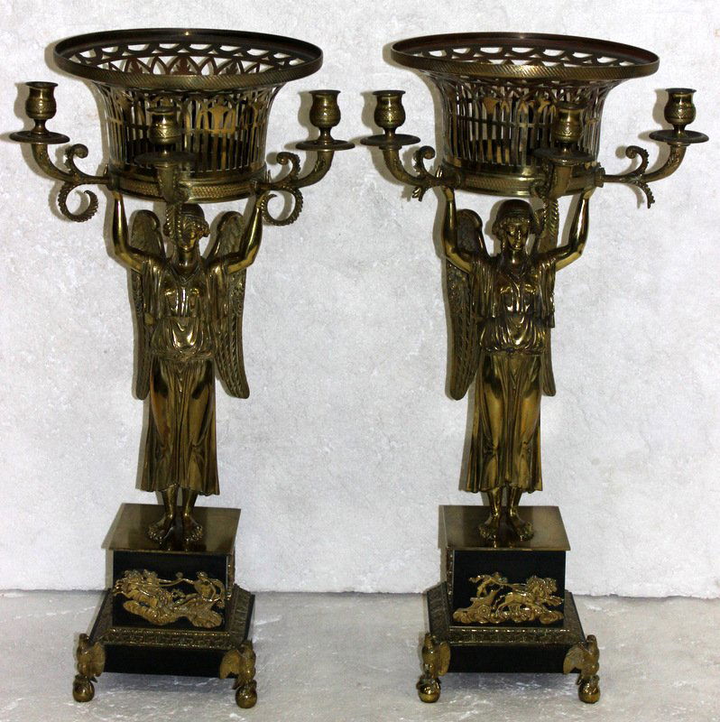 Pair of French Empire Style Bronze Candelabras (1 of 6)