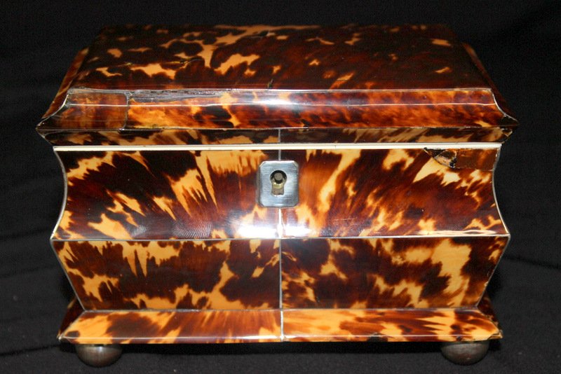 Antique English Tortoise Shell Teacaddy (1 of 3)