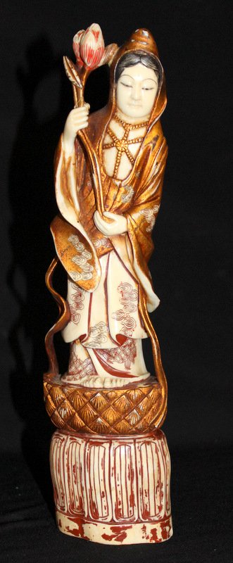 Chinese Carved Polychrome Ivory Quan Yin (1 of 6)