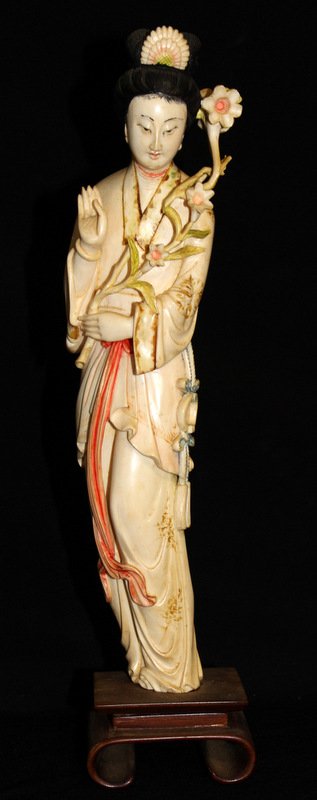 Chinese Carved Polychrome Ivory Quan Yin (1 of 7)