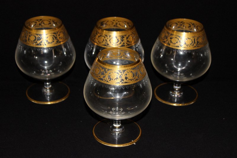4 Pc. St. Louis "Thistle" Crystal Brandy Glasses (1 of 4)