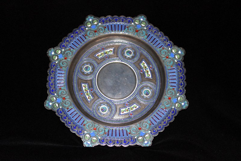 Antique Russian Silver & Enamel Plate (1 of 3)