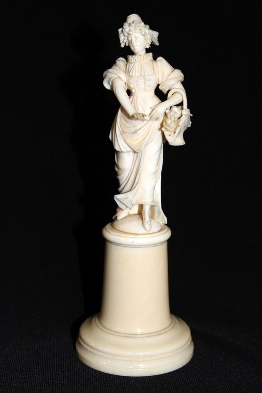 Antique Continental Carved Ivory of Lady (1 of 7)