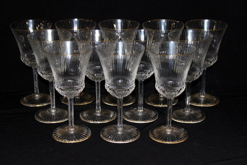 12 Pc. St. Louis "Apollo Gold" Crystal Water Goblets (1 of 4)