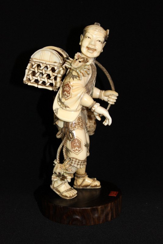 Chinese Carved Hippo Ivory of Traveler (1 of 8)
