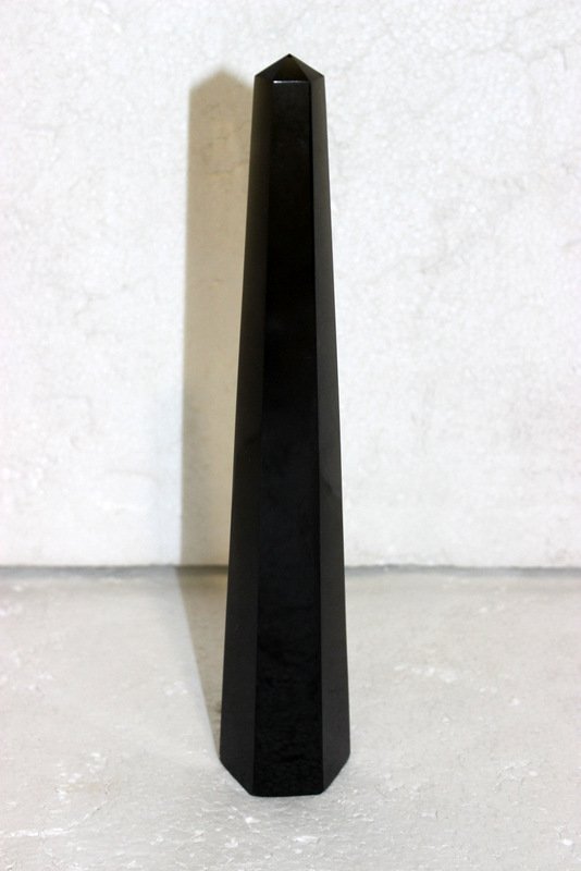 Venni Italian Black Crystal Obelisk: Venni Italian Black Crystal Obelisk. Measures - 11 1/4" high x 2" wide.