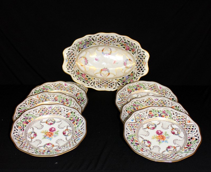 9 Pc. Schumann Bavaria Pierced Salad & Serving Plates (1 of 6)