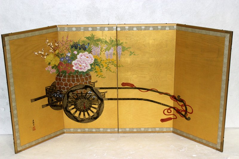 Chinese 4-Panel Silk Screen (1 of 5)