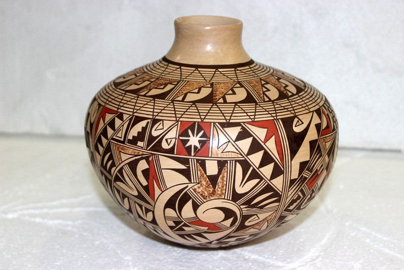 Antoinette Silas Native American Pottery Vase: Antoinette Silas Native American Pottery Vase. Measures - 7" high x 8" wide.