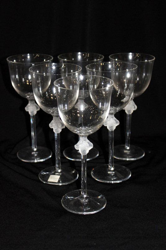 6 Pc. Lalique "Roxane" Crystal Champagne Flutes (1 of 7)