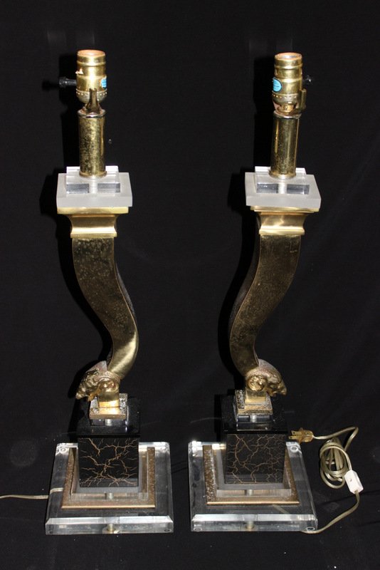 Pair of Lucite & Brass Figural Lamps (1 of 4)
