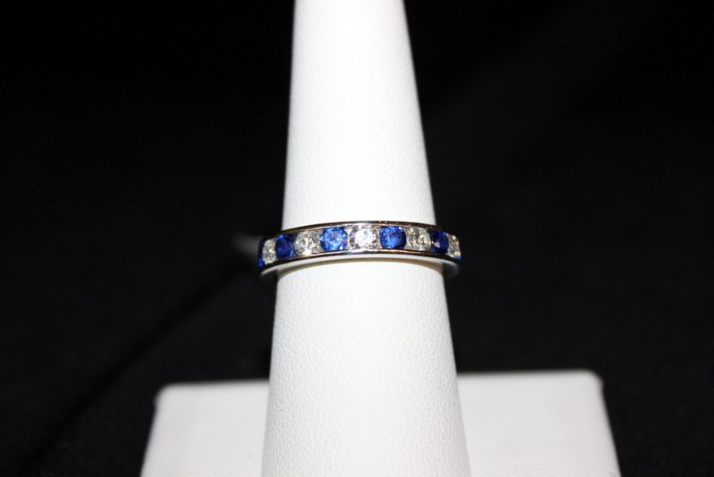 Estate Platinum Diamond & Sapphire Channel Set Ring (1 of 2)